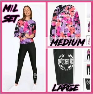 Vs pink tie dye campus shirt and leggings